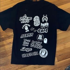 Bape Black Graphic T-Shirt with White Logos